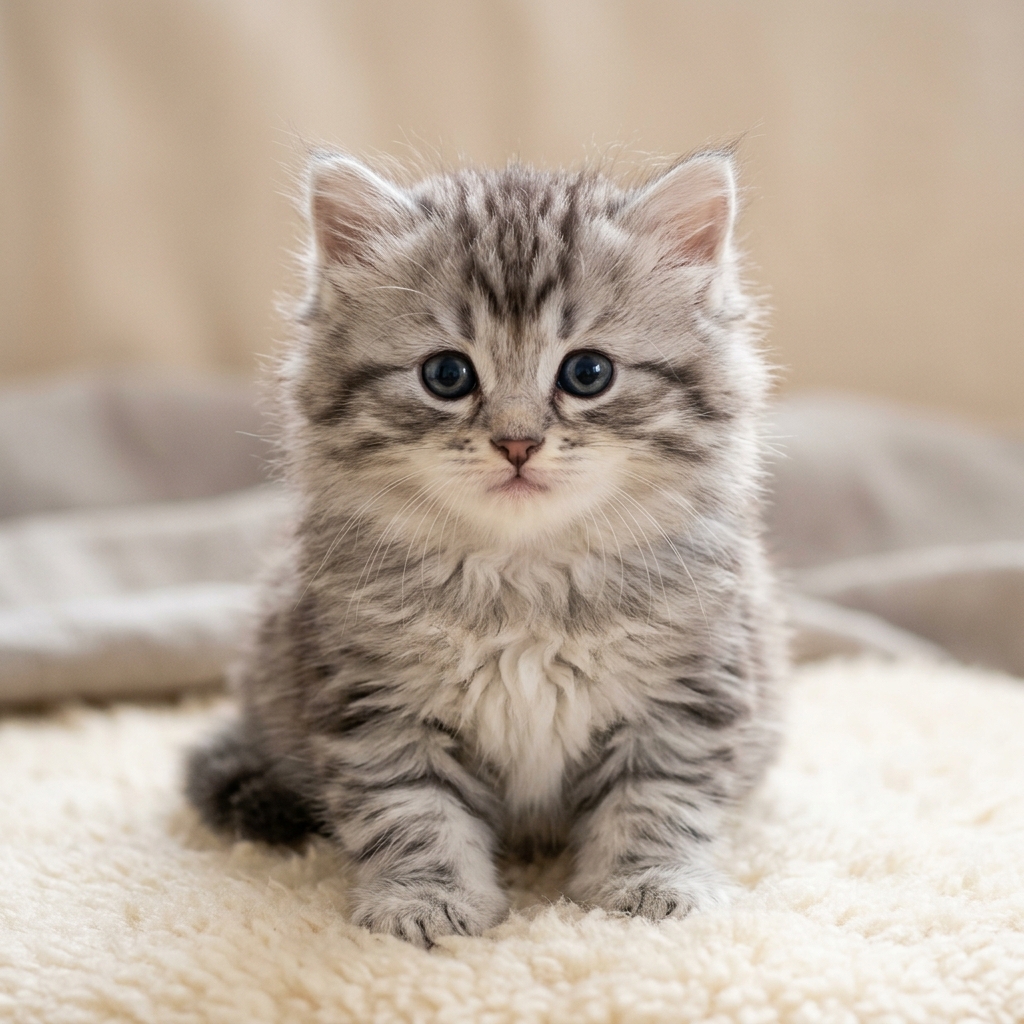 Adorable fluffy Siberian kitten